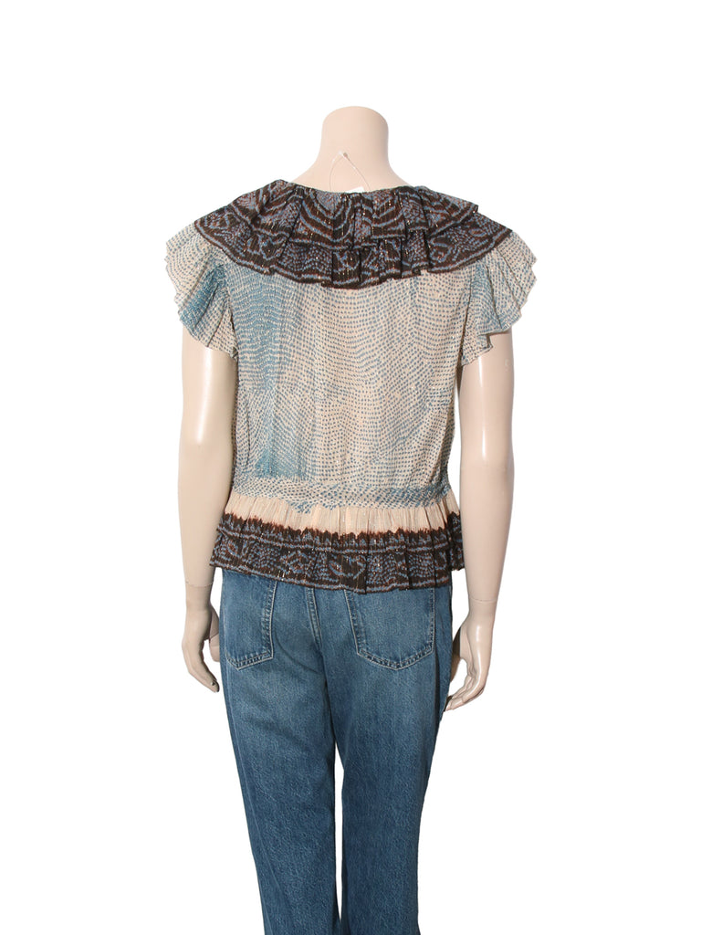 Ruffle Detail Printed Top