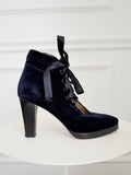 Vintage Lace-Up Velvet Ankle Boots