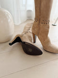 Suede Grommet Detail Boots
