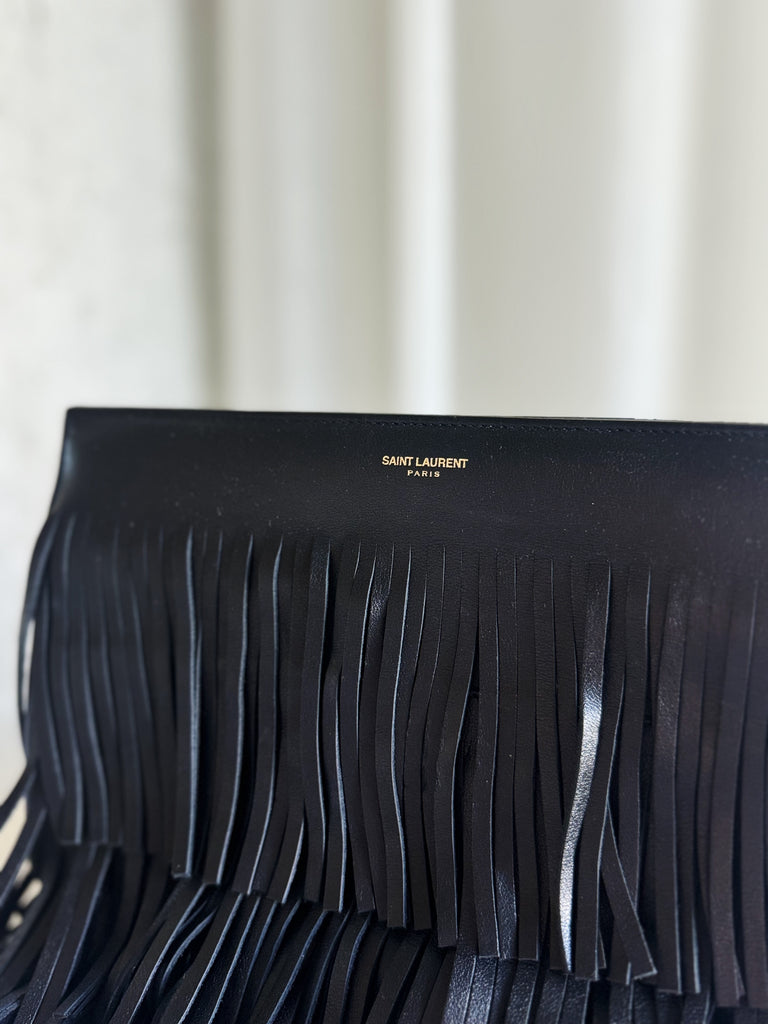 Leather Fringe Clutch Bag