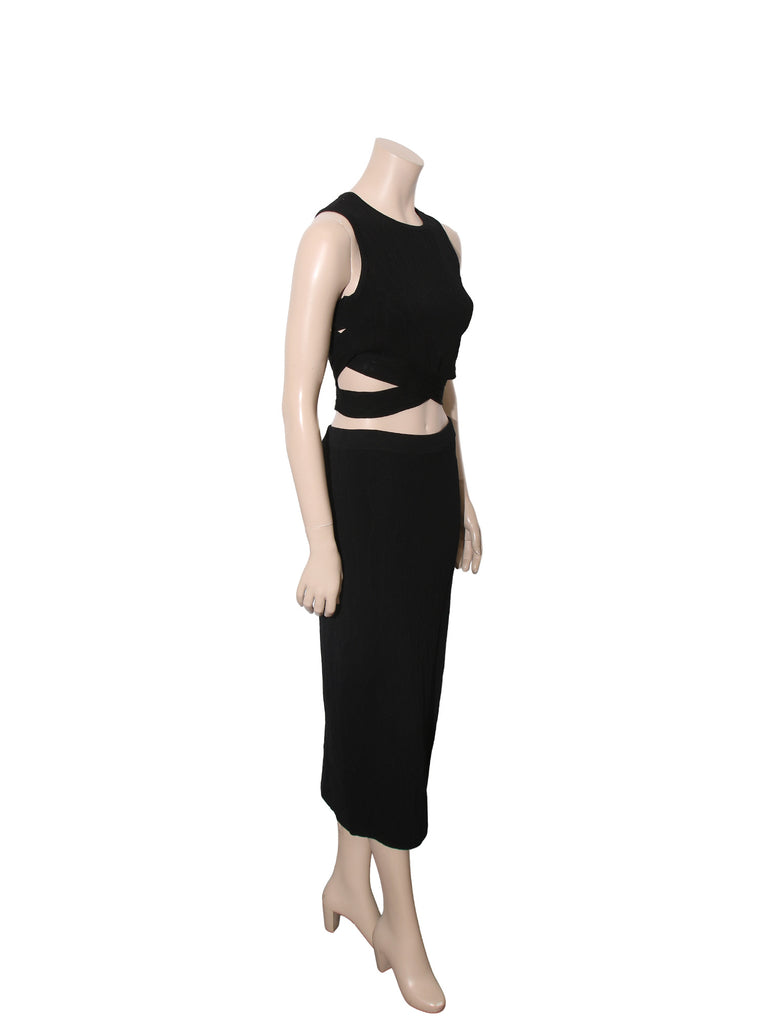 Knit Crop and Midi Skirt Set