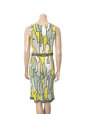 Vintage Printed Sleeveless Dress