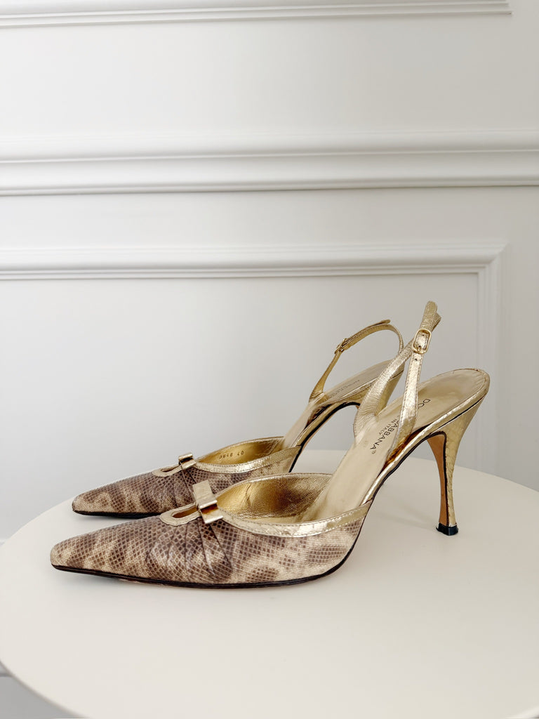 Snake Embossed Slingback Pumps