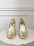 Vintage Metallic Snake Peep Toe Pumps