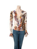 Printed Cowl Neck Blouse