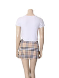 Check Print Bathing Suit Cover-Up Skirt