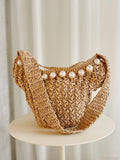 Raffia Pearl Shoulder Bag