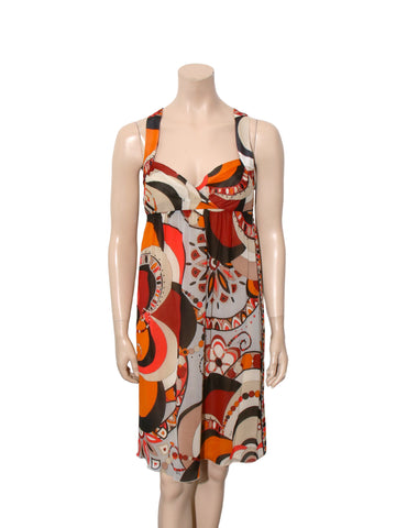 Vintage Silk Printed Sleeveless Dress