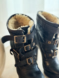 Shearling Buckle Leather Boots