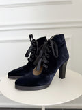 Vintage Lace-Up Velvet Ankle Boots