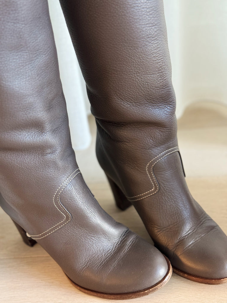 Leather Thigh High Boots