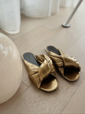 Padded Leather Slide Flat Sandals
