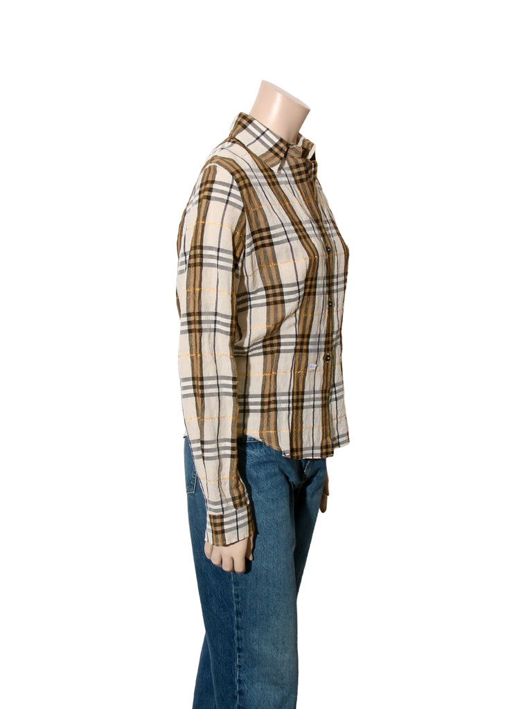 Check Print Button down Shirt