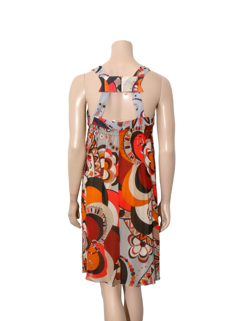 Vintage Silk Printed Sleeveless Dress