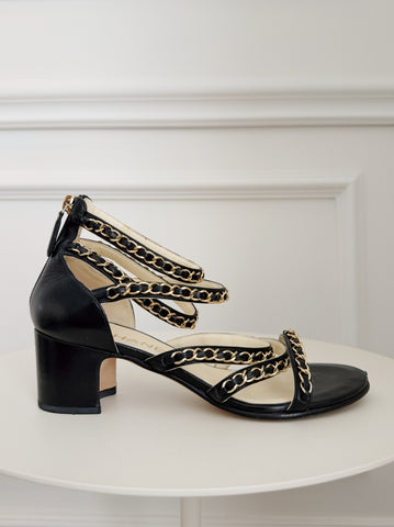 Chain Detail Leather Sandals