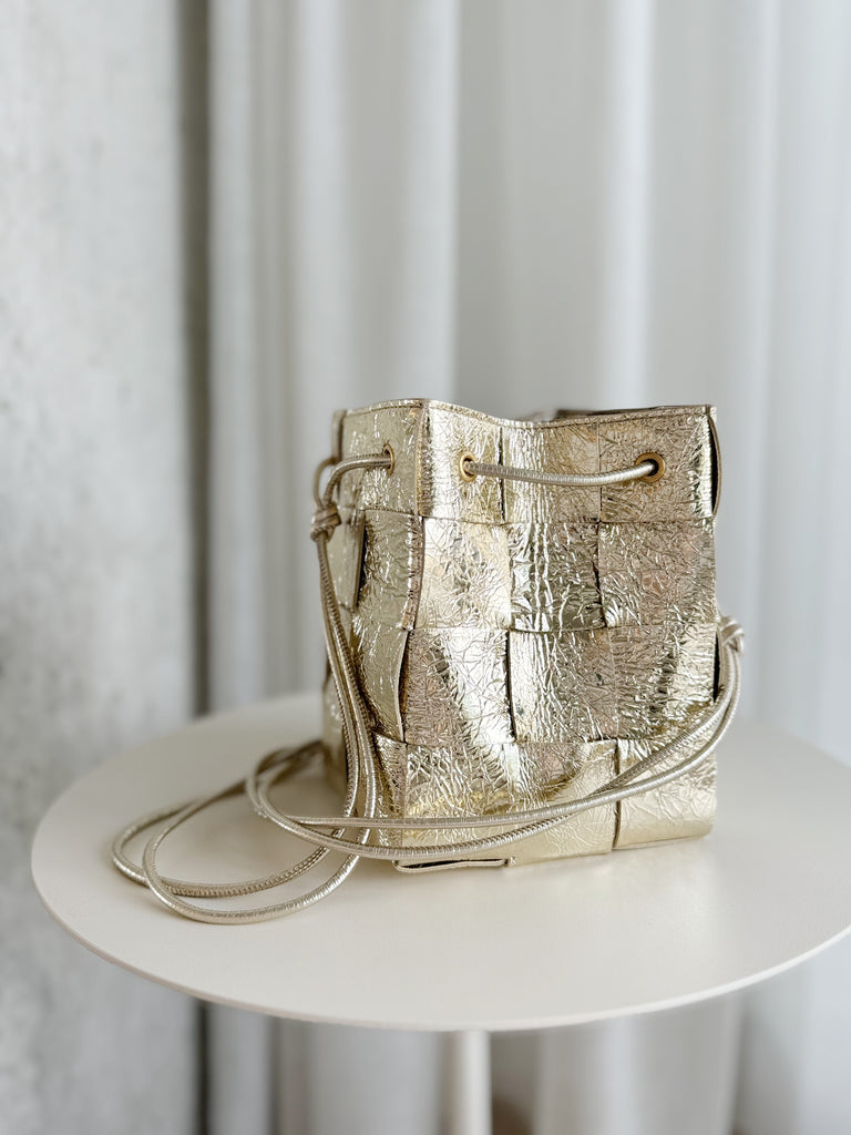 Metallic Cassette Bucket Bag