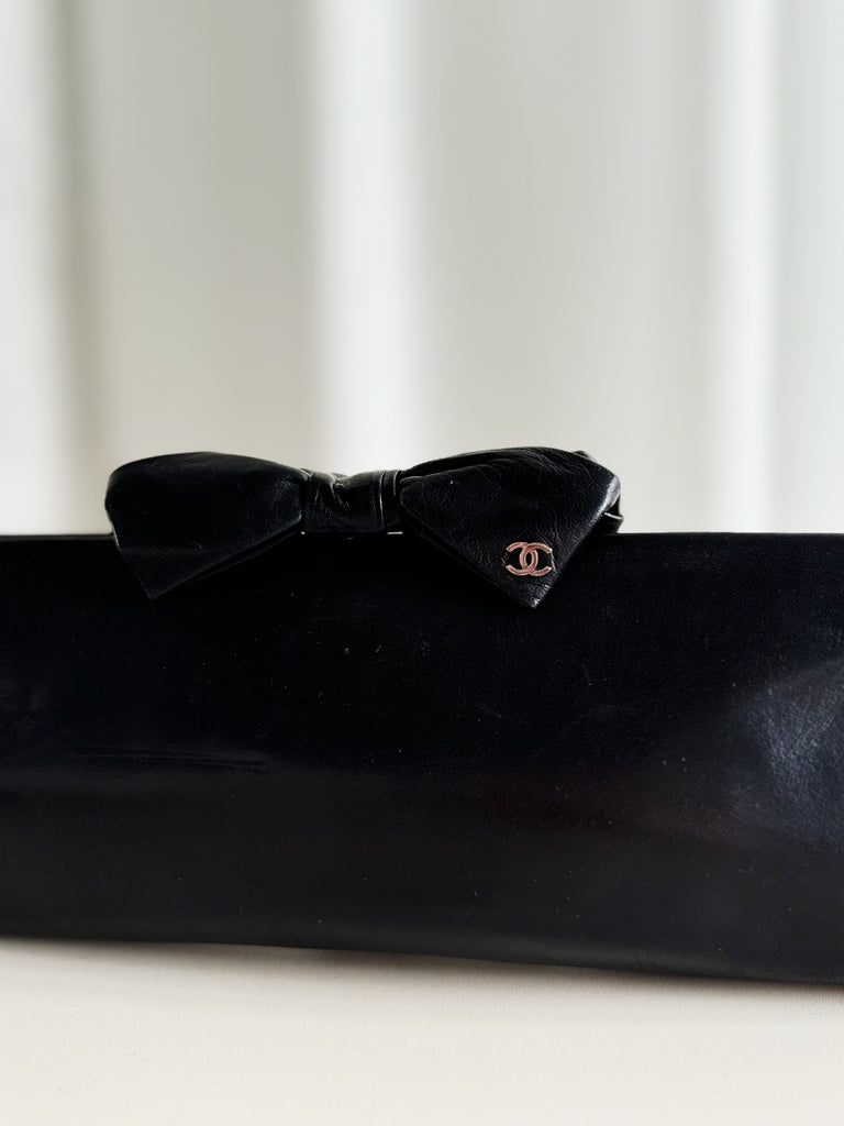 Leather Bow Clutch