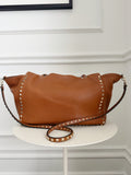 Leather Rockstud Shoulder Bag