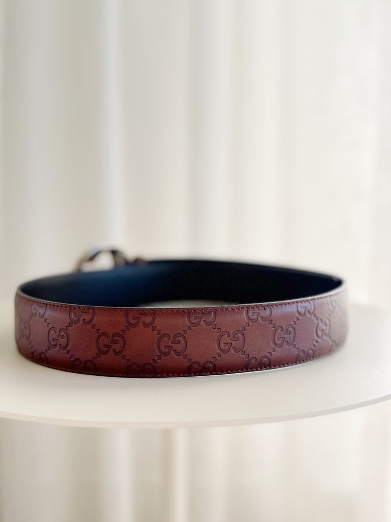 Embossed Leather GG Belt