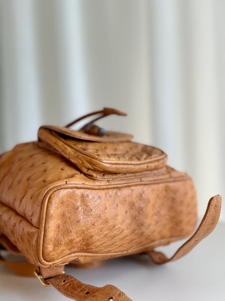 Vintage Mini Ostrich Bamboo Backpack