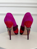 Suede Peep Toe Mary-Jane Pumps