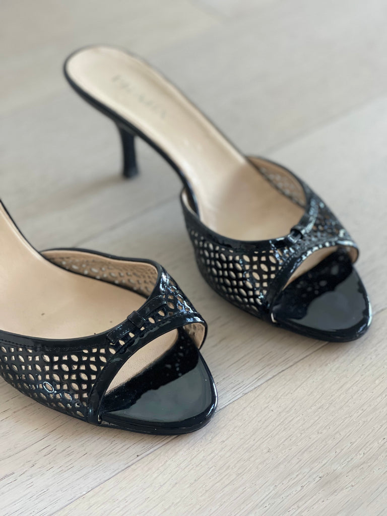 Patent Leather Slide Sandals