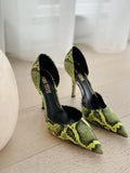 Neon Snake-Effect Pumps