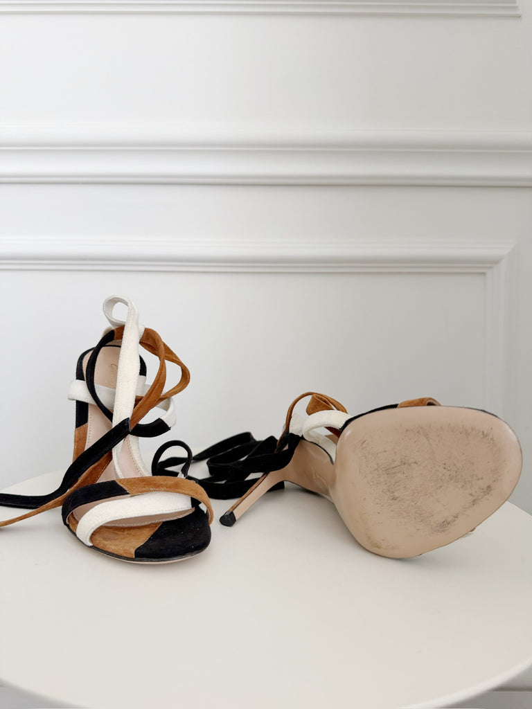 Tri-Color Suede Sandals