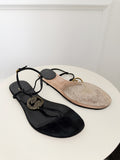 GG Logo Suede Flat Sandals