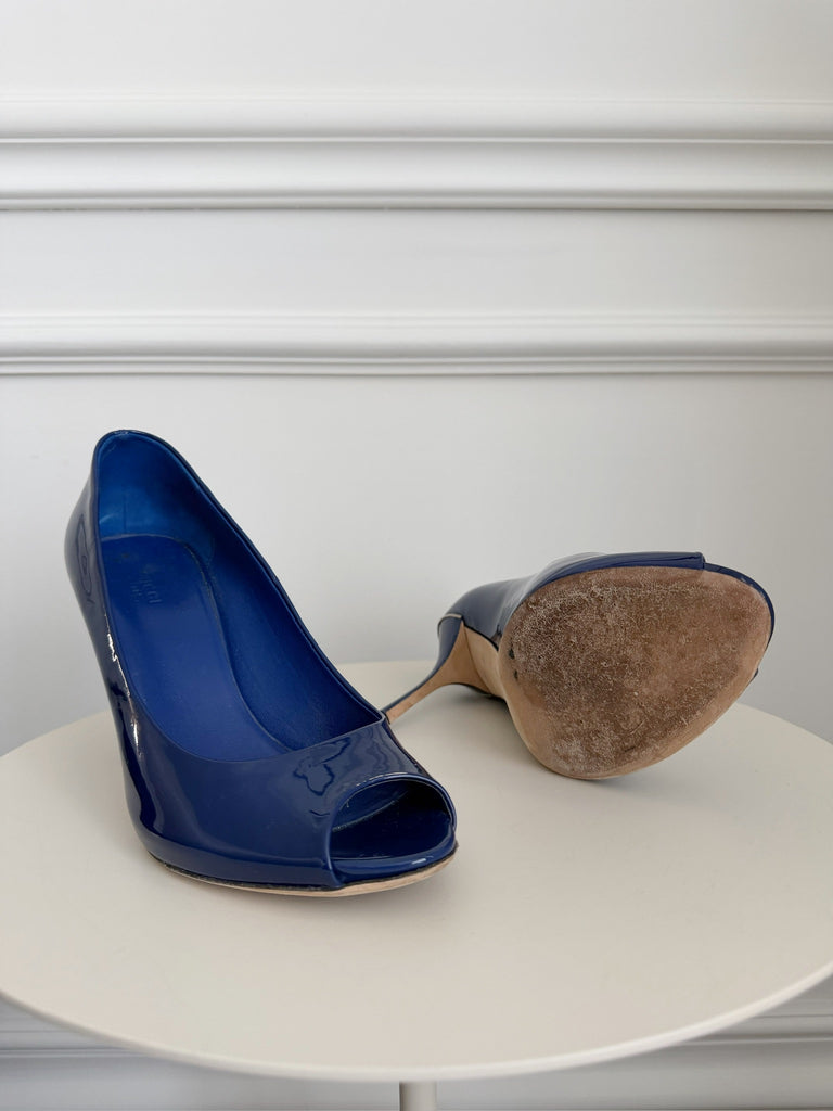 Patent Leather Peep Toe Pumps