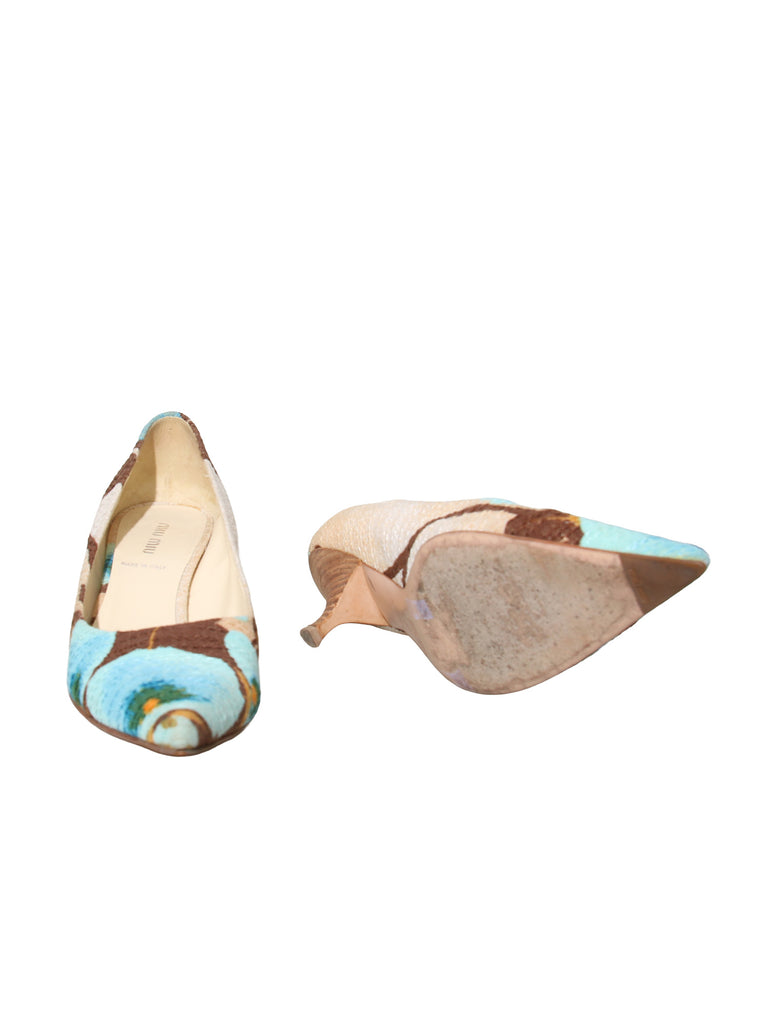 Floral Low Heel Pumps