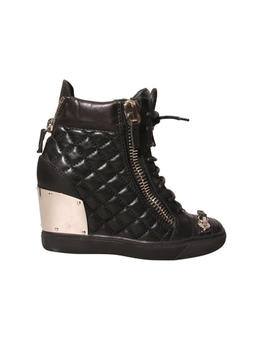 Leather Wedge Sneakers