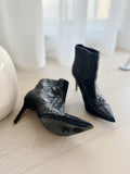Cannage Pointed Leather Booties