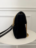 GG Marmont Matelasse Embroidered Velvet Shoulder Bag