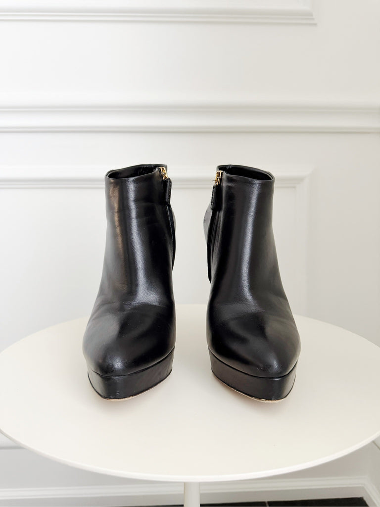 Leather High Heel Ankle Boots