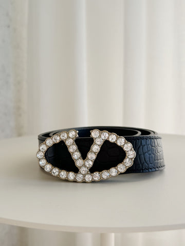 Vlogo Signature Embossed Leather Belt
