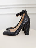 Quilted Leather  Round Toe Pumps
