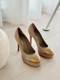 Round-Toe Suede Pumps