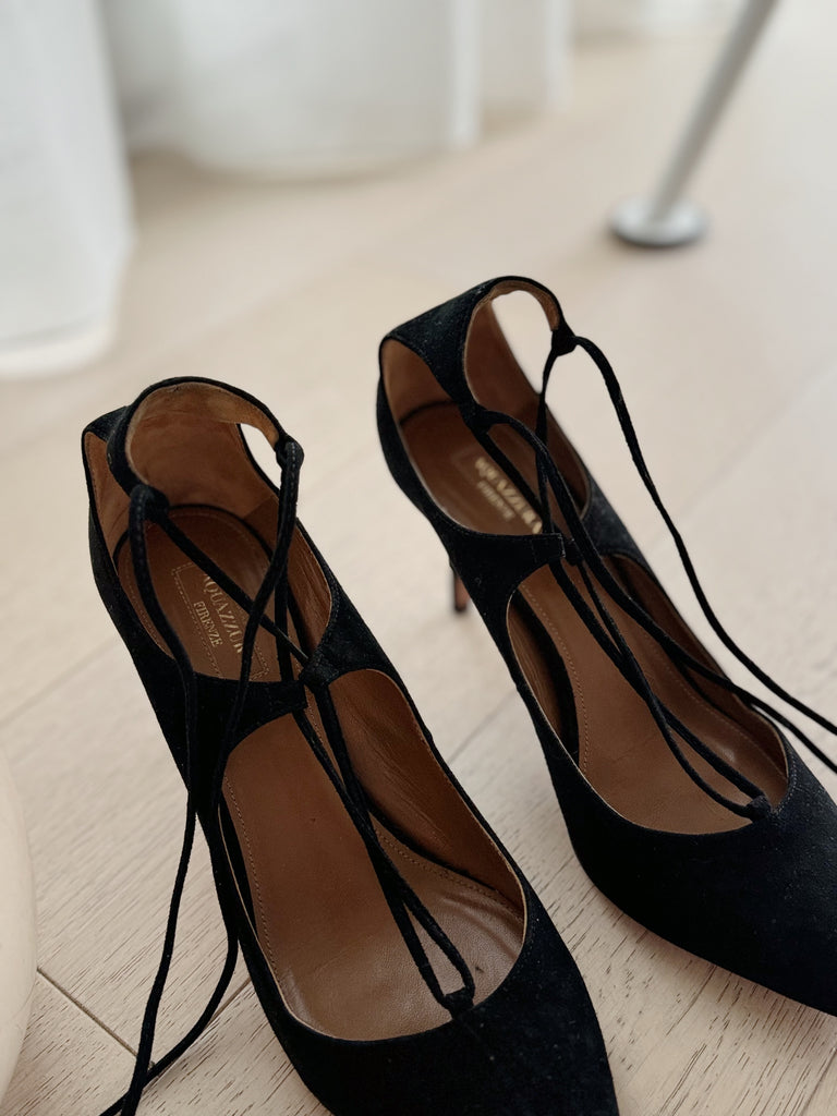 Suede Lace Up Pumps