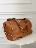 Leather Rockstud Shoulder Bag