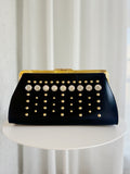 Leather Embellished Clutch