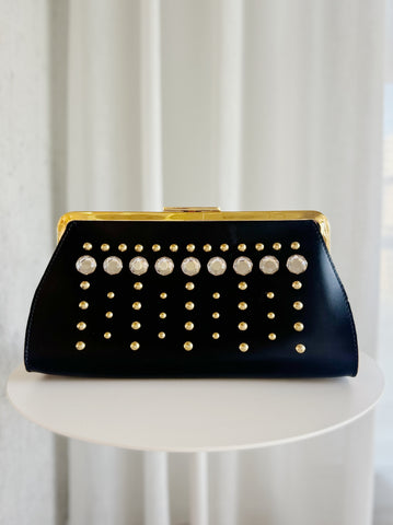 Leather Embellished Clutch