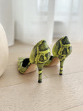 Neon Snake-Effect Pumps