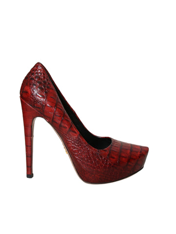 Croc Embossed Leather Pumps