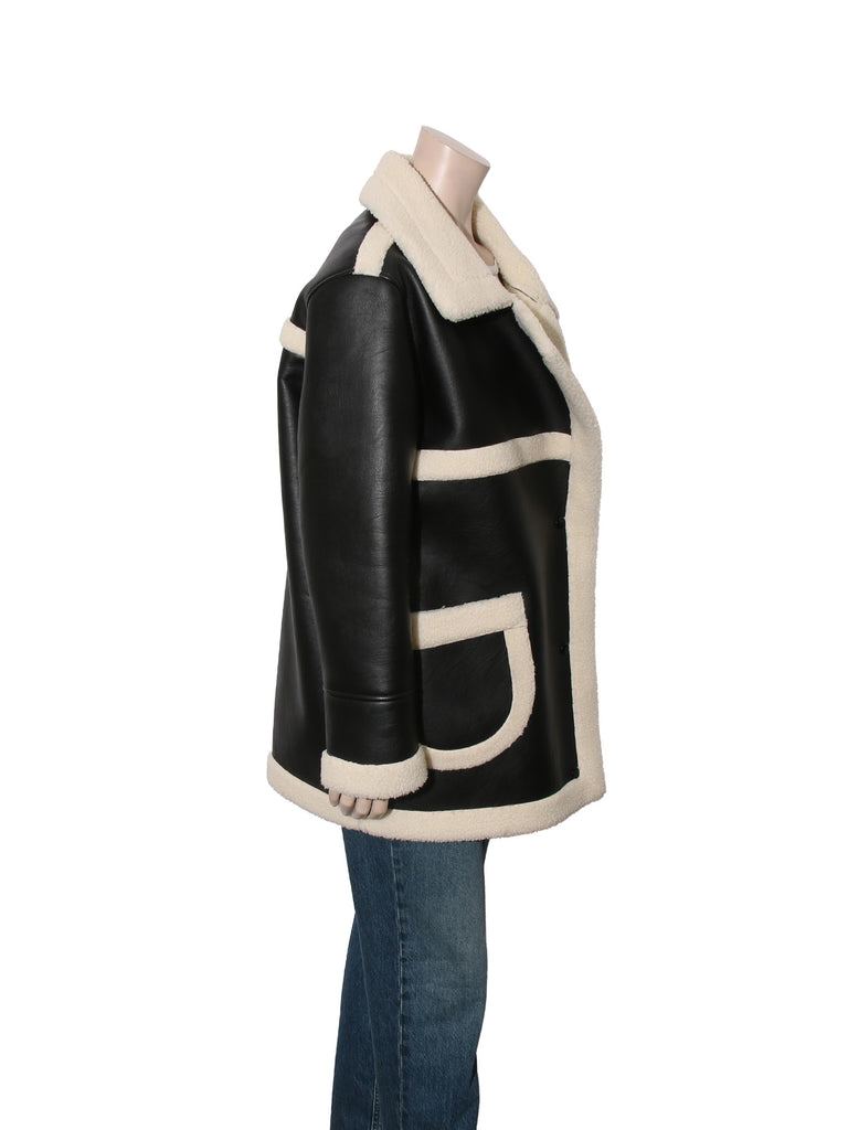 Faux Leather Shearling Coat