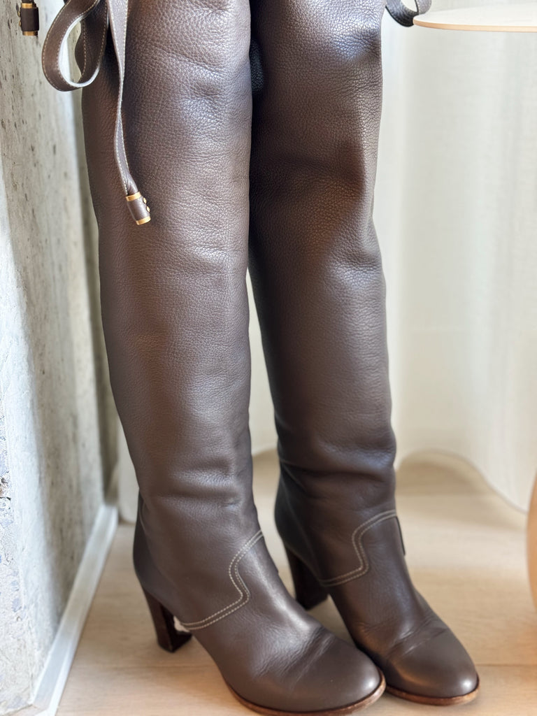 Leather Thigh High Boots