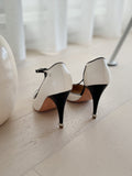 Round Cap Toe T-Strap Pumps