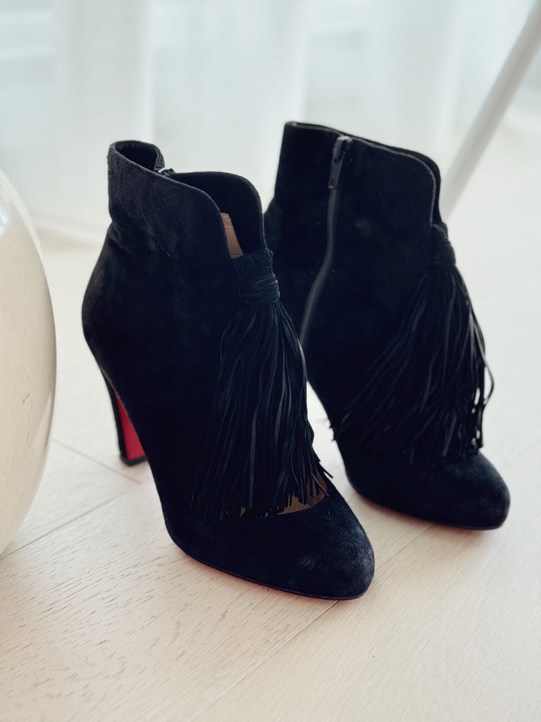 Christina Suede Tassel Booties