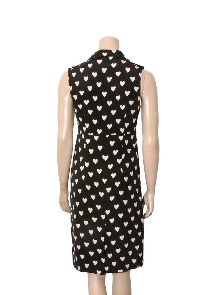 Vintage Heart Print Silk Dress