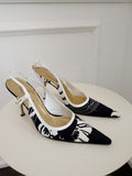 Vintage Canvas Slingback Pumps